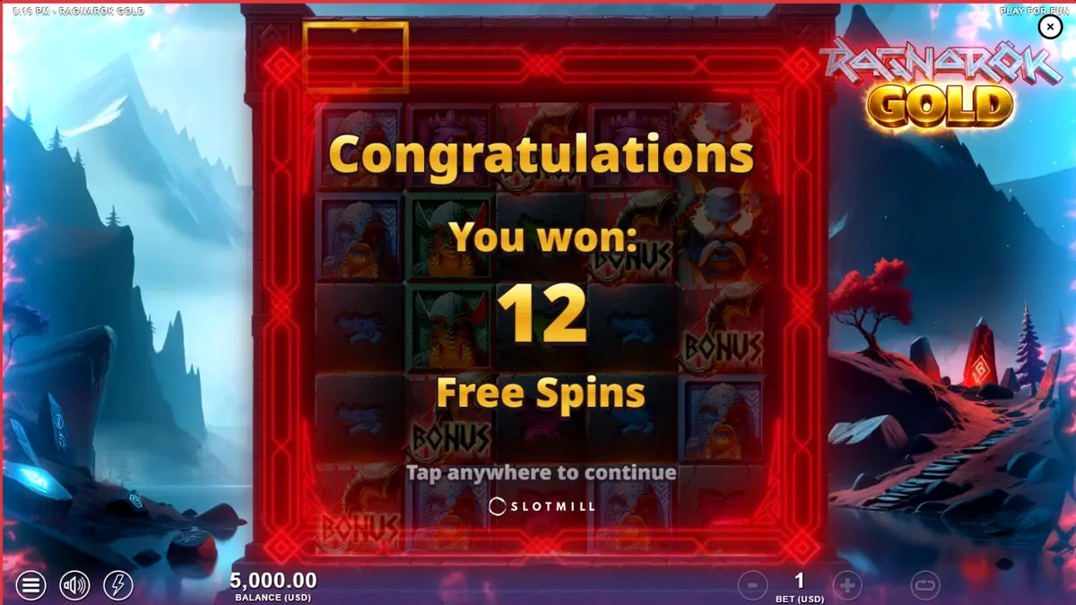 Tampilan visual slot Ragnarok Gold dengan latar belakang apokaliptik