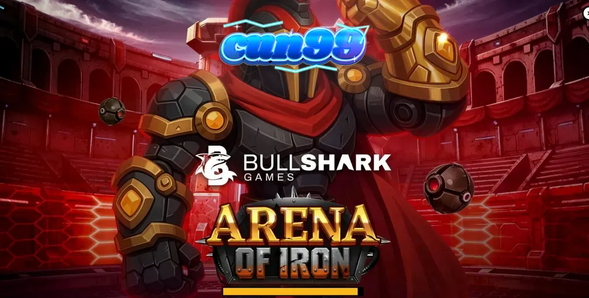 Arena of Iron slot machine interface with robotic gladiator theme